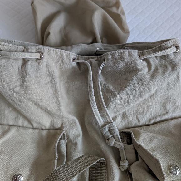 Vintage Disney Winnie The Pooh Beige Canvas Backpack, pockets drawstring Y2K - Picture 10 of 15